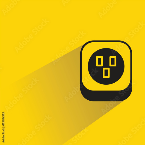 electric outlet icon with shadow on yellow background