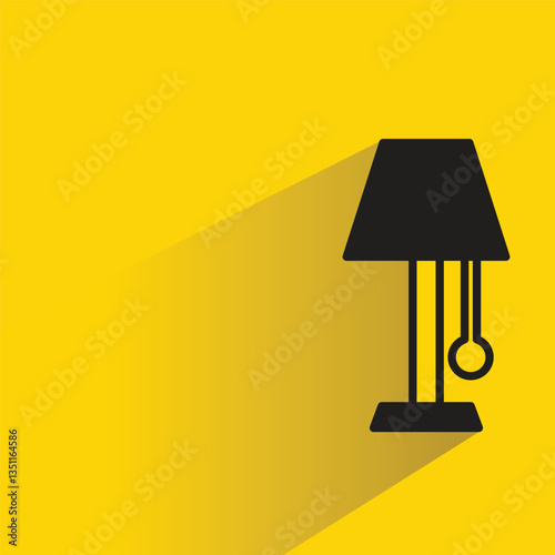bedside lamp icon with shadow on yellow background