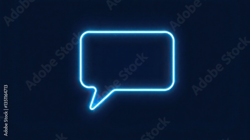 Glowing Neon Speech Bubble on Dark Background – Futuristic Chat Symbol