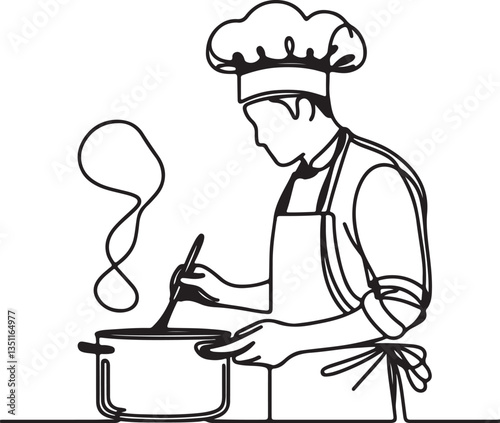chef with a pan vector 