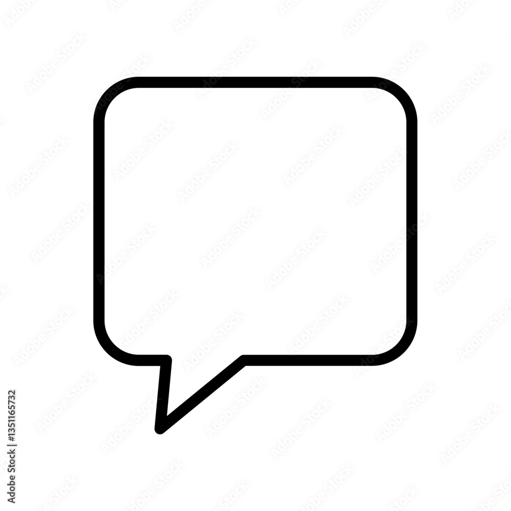 Black single square chat line icon, simple talk bubble speech flat design vector pictogram, infographic interface elements for app logo web button ui ux isolated on white background Black single square chat line icon, simple talk bubble speech flat design vector pictogram, infographic interface elements for app logo web button ui ux isolated on white background