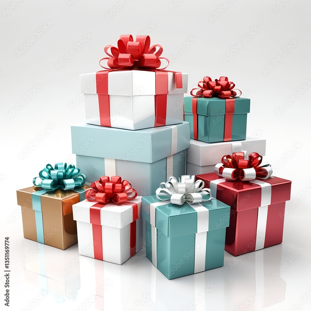 Stack of Colorful Gift Boxes with Bows Stack of Colorful Gift Boxes with Bows