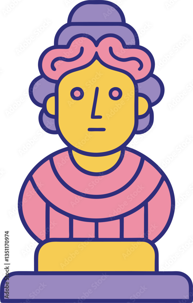 Flat Illustration of Stylized Classical Sculpture Bust, A flat design illustration of a colorful, stylized classical sculpture bust with vibrant colors and unique features.
Flat Illustration of Stylized Classical Sculpture Bust, A flat design illustration of a colorful, stylized classical sculpture bust with vibrant colors and unique features.