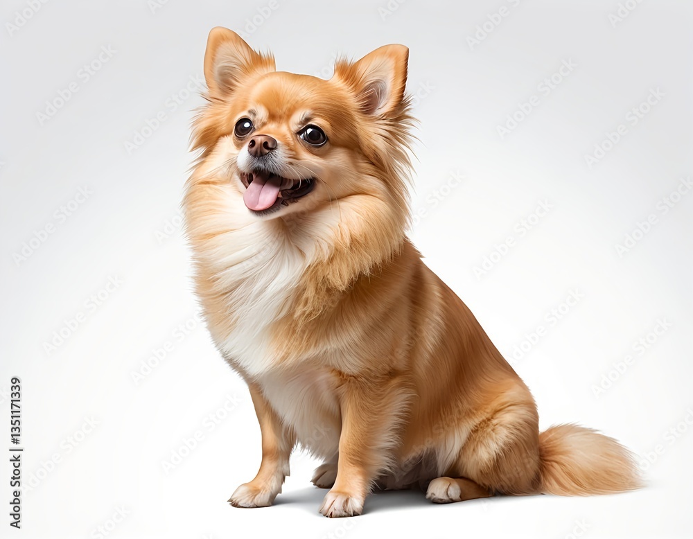 Obraz premium Adorable Long-haired Chihuahua Puppy Sitting