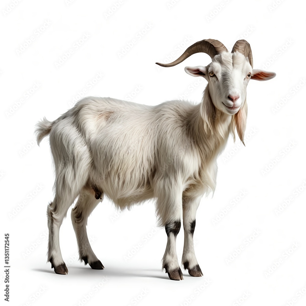 White Goat with Curled Horns White Goat with Curled Horns