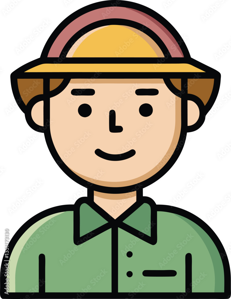Illustration of Park Ranger with Yellow and Pink Hat, A cheerful illustration of a park ranger wearing a yellow and pink hat with a green shirt, representing nature conservation and outdoor work.
Illustration of Park Ranger with Yellow and Pink Hat, A cheerful illustration of a park ranger wearing a yellow and pink hat with a green shirt, representing nature conservation and outdoor work.