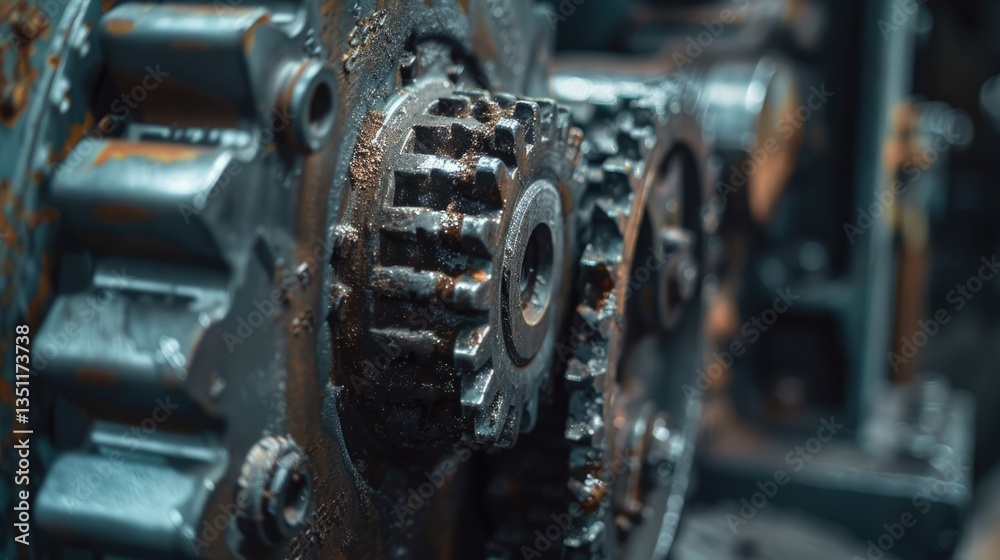 Close-Up of Industrial Gears and Machine Parts Close-Up of Industrial Gears and Machine Parts
