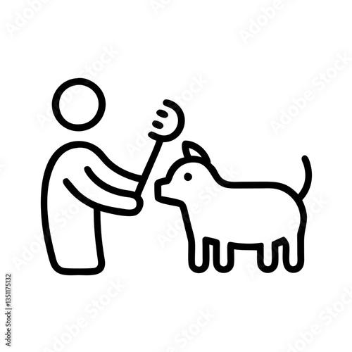 Pet groomer caring for dog in minimalist style  