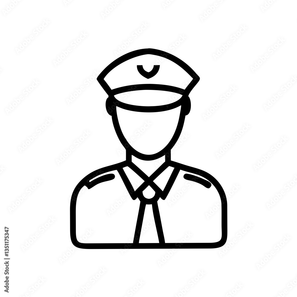 Security guard line art illustration on a white background Security guard line art illustration on a white background