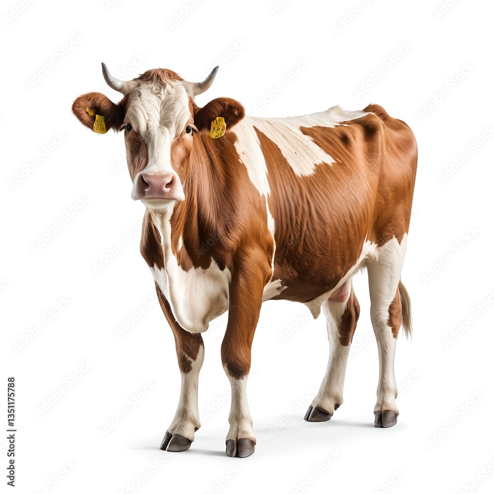 Brown and White Cow Isolated on White Background Brown and White Cow Isolated on White Background