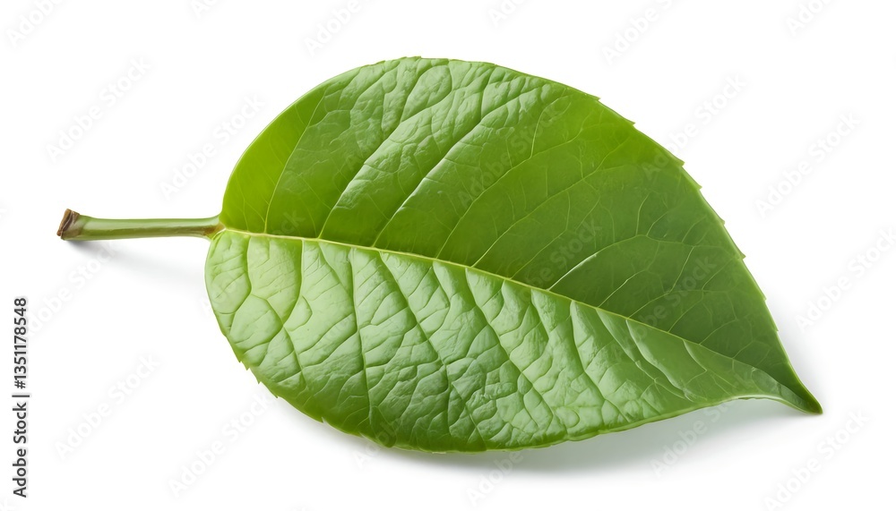 Single Green Leaf Isolated on White