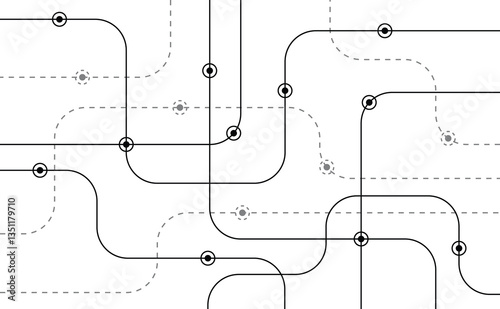Connect line route dots pattern abstract background
