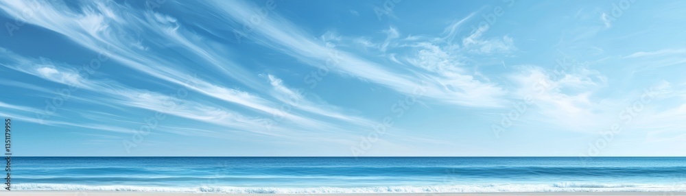Fototapeta premium Tranquil beach getaway relaxing waves clear blue sky and soft sand beautiful