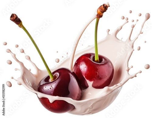 Cherries Splashing in Cream