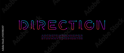 Digital style alphabet, font from arrow