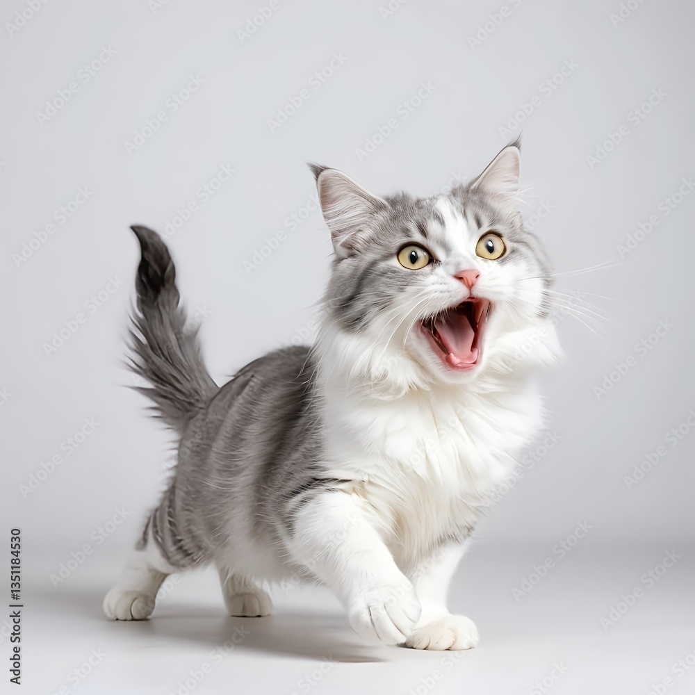 Obraz premium Playful Grey and White Kitten