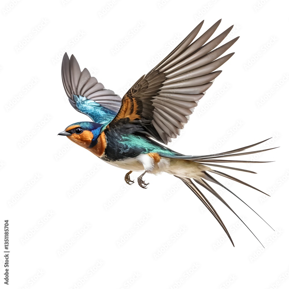 Obraz premium Swallow in Flight, Isolated on White