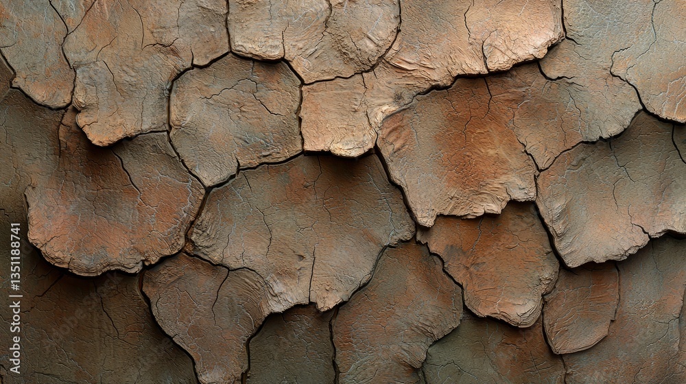 Fototapeta premium Cracked old tree bark texture forms rough brown natural pattern