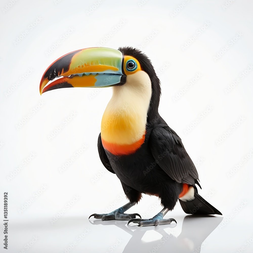 Fototapeta premium Colorful Keel-billed Toucan on White Background