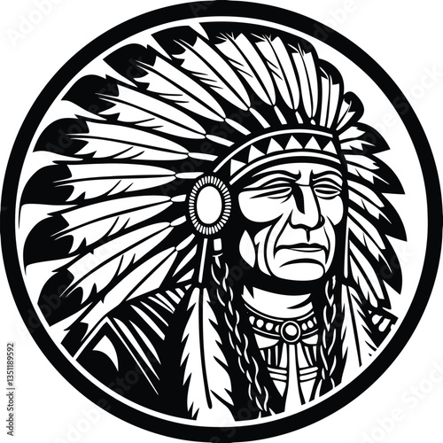 Indian chief minimalist and simple silhouette vector image (7).eps