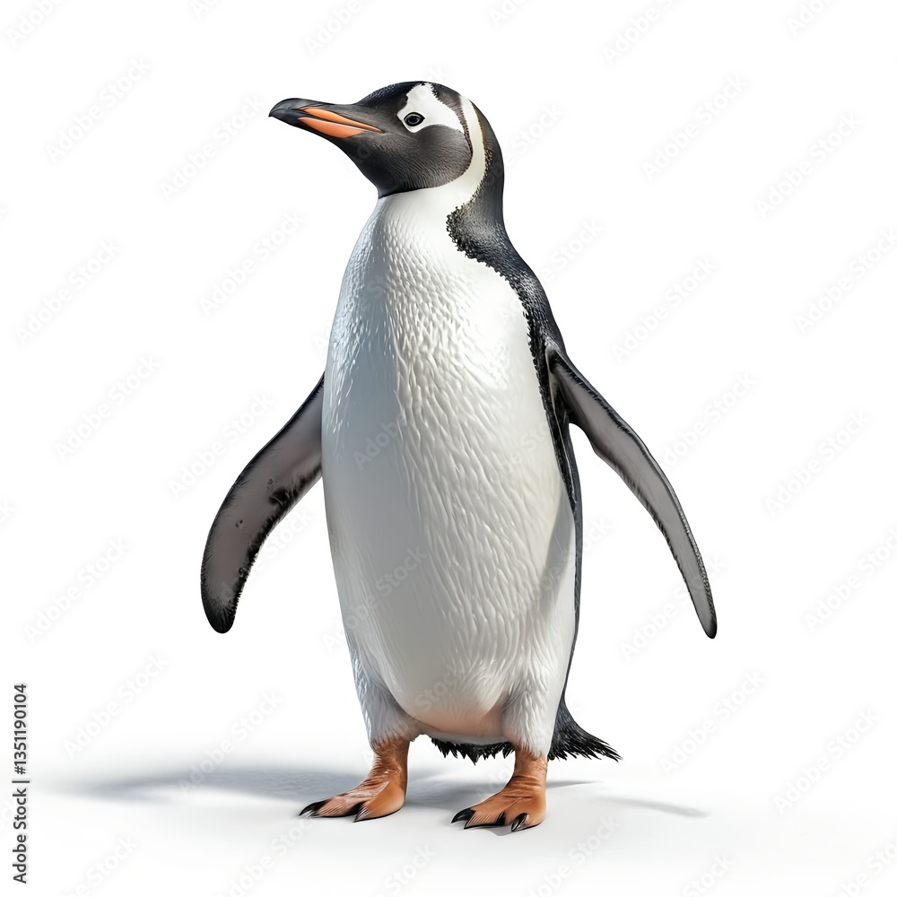 Obraz premium Chinstrap Penguin on White Background