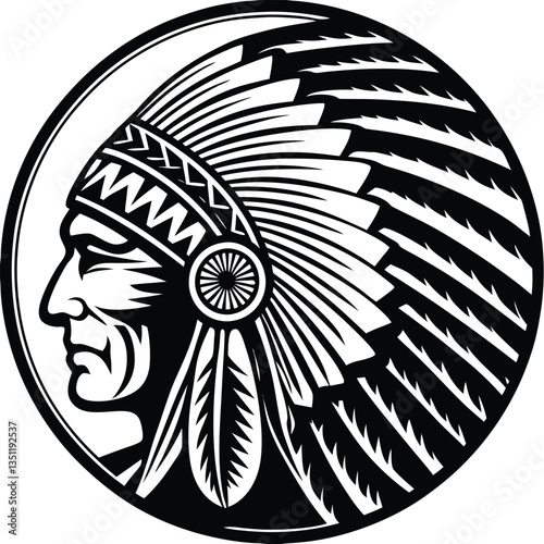 Indian chief minimalist and simple silhouette vector image (20).eps