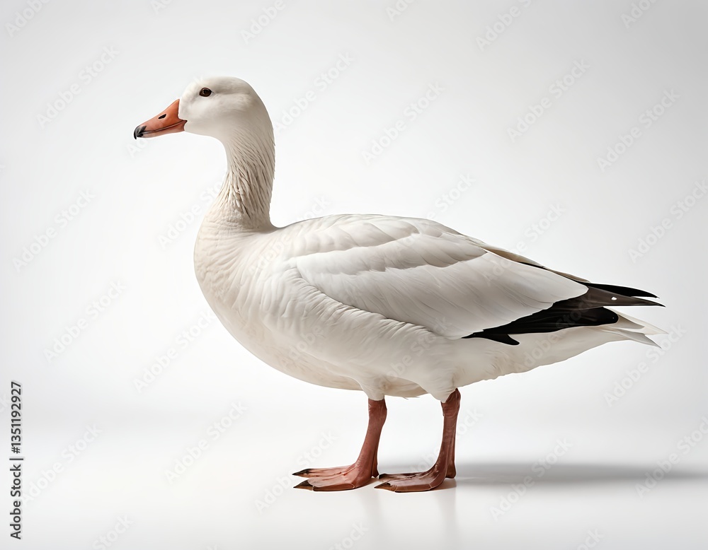 Obraz premium Snow Goose in Profile, White Background