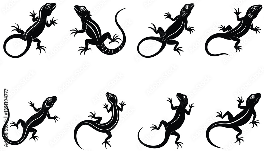 Lizard Vector Shilhouette Bundle Set collection Lizard Vector Shilhouette Bundle Set collection