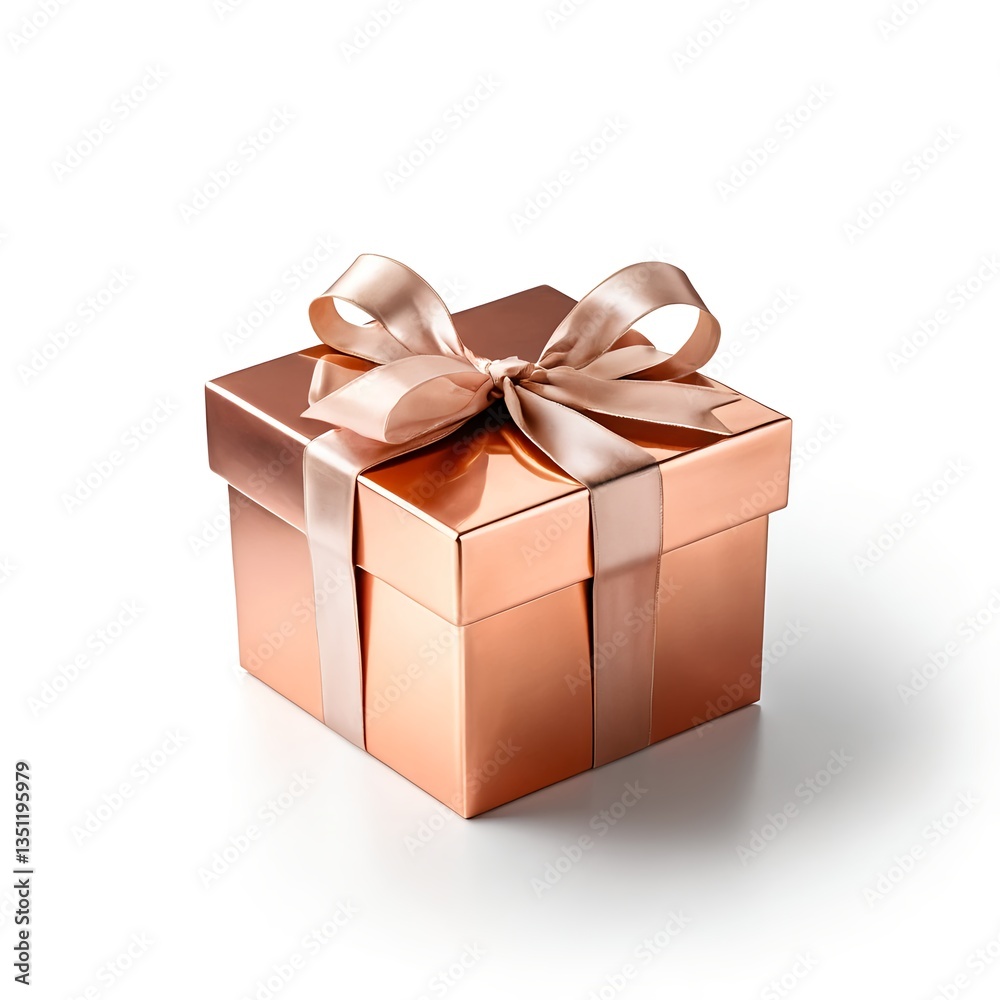 Fototapeta premium Rose Gold Gift Box with Ribbon
