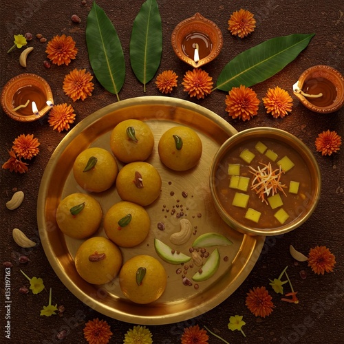 Wallpaper Mural Ugadi Pachadi with sweets in traditional atmosphere, Telugu new year Torontodigital.ca