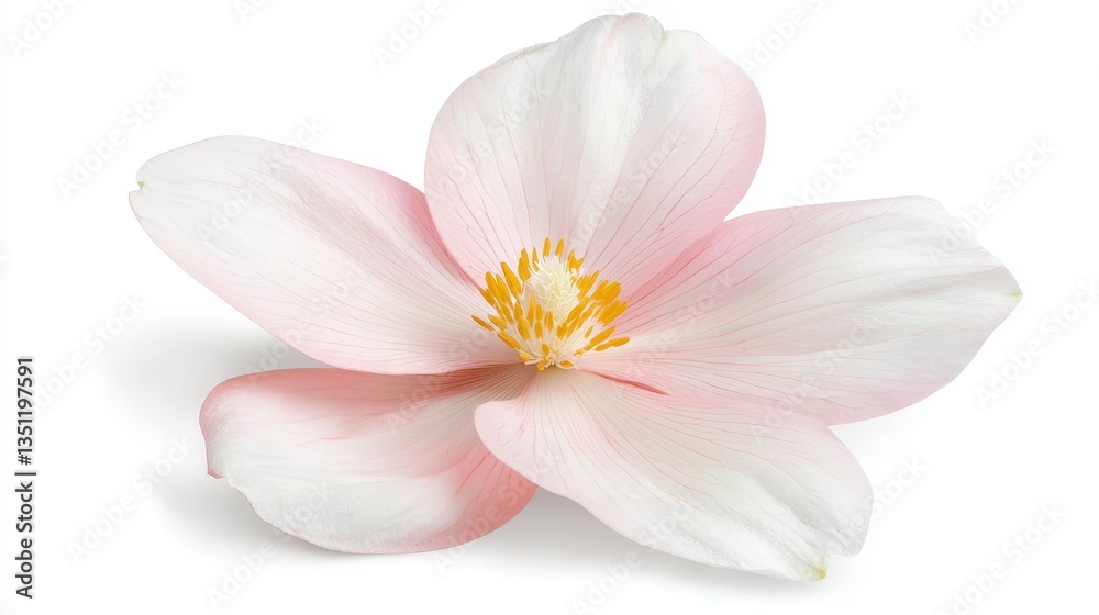 Naklejka premium Closeup of beautiful pink flower on pristine white background