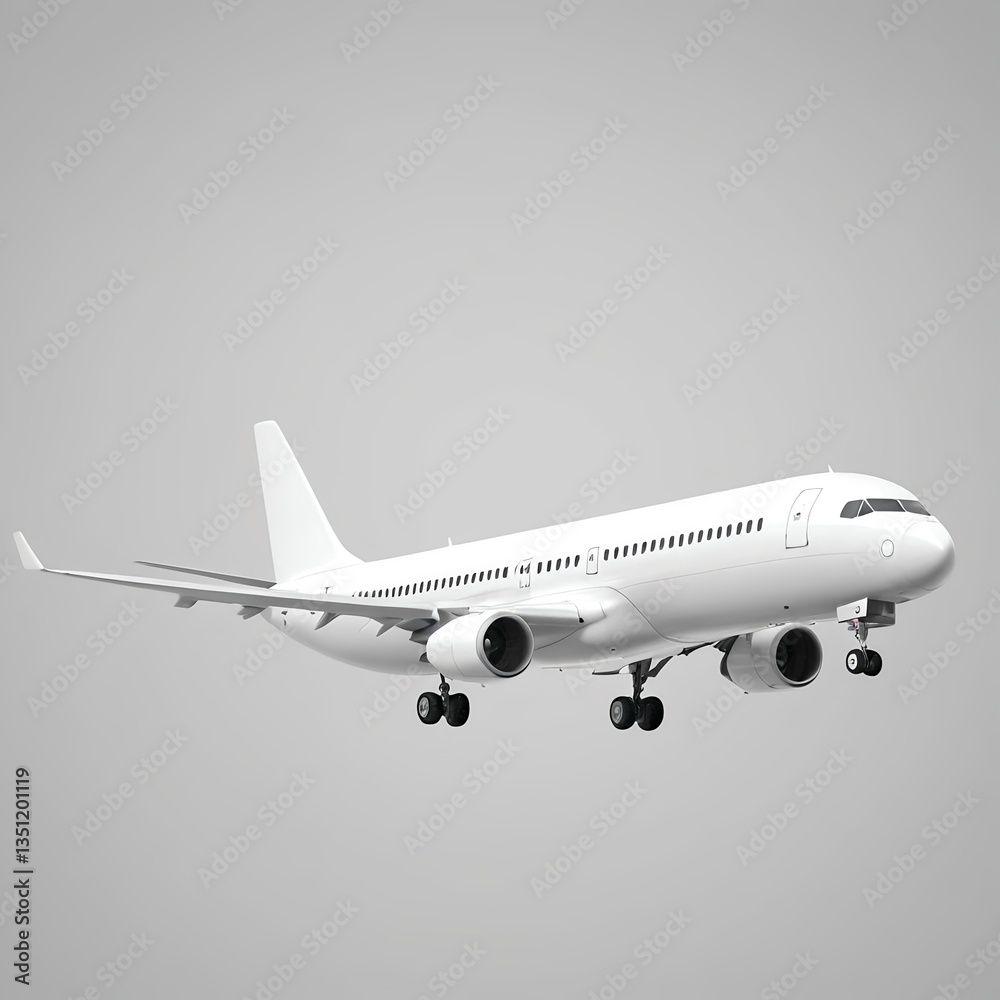 Obraz premium White Airplane in Flight