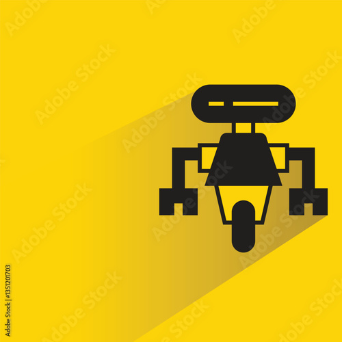 droid robot icon on shadow yellow background