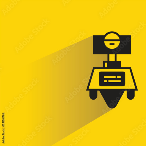 droid robot icon on shadow yellow background