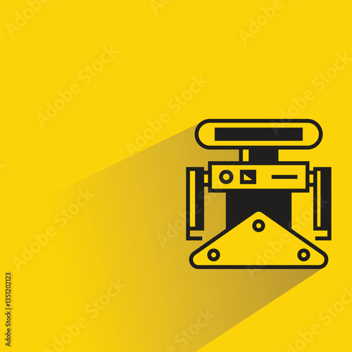 droid robot icon on shadow yellow background