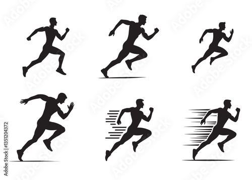 A man running Silhouette vector Set