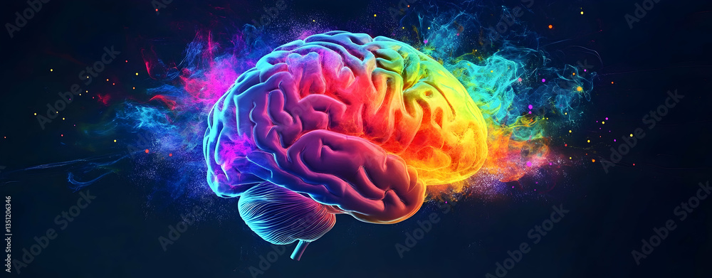 Fototapeta premium colorful human brain exploding with vibrant colors