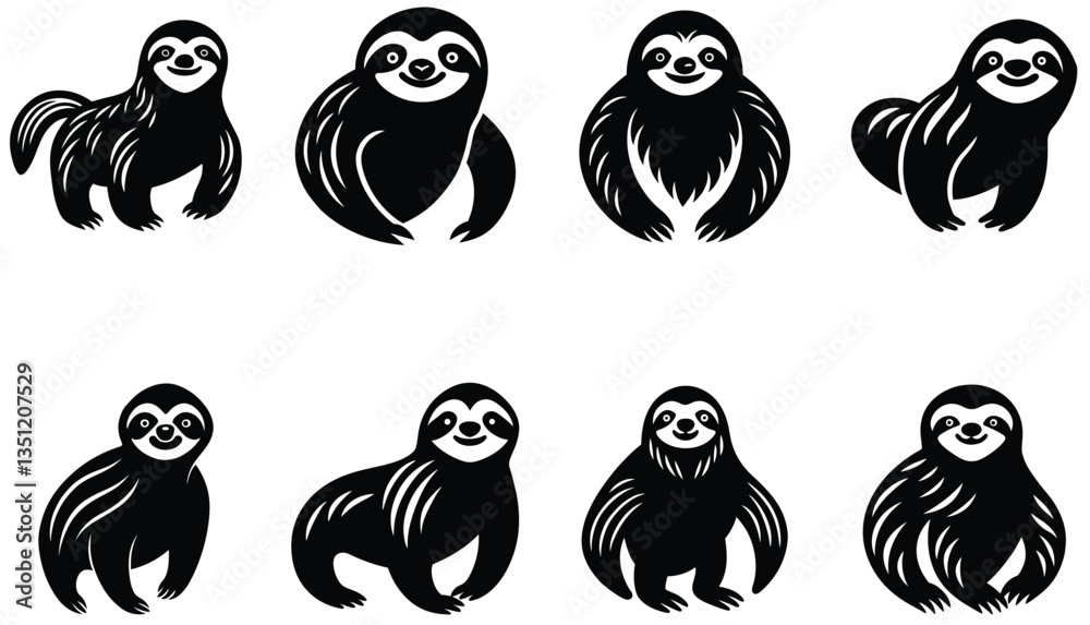Fototapeta premium Sloth Vector Shilhouette Bundle Set collection