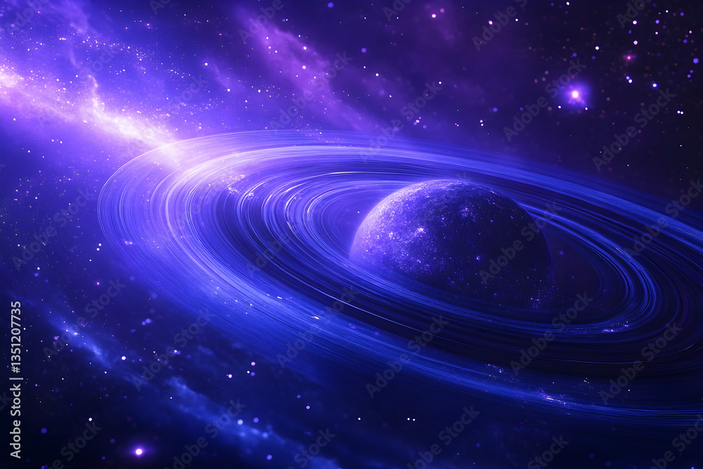 A cosmic scene featuring a planet and celestial rings A cosmic scene featuring a planet and celestial rings