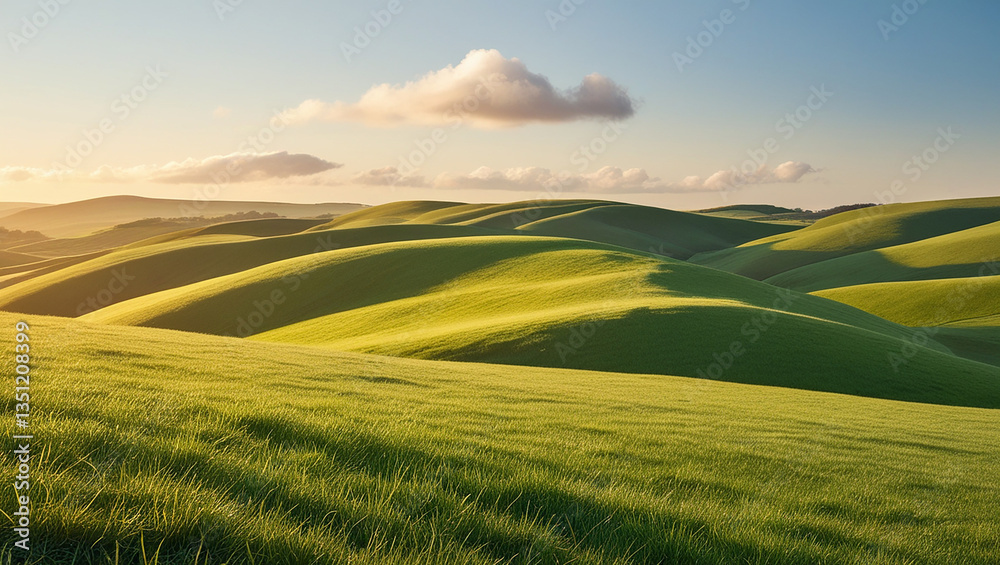 Obraz premium landscape with green field and blue sky