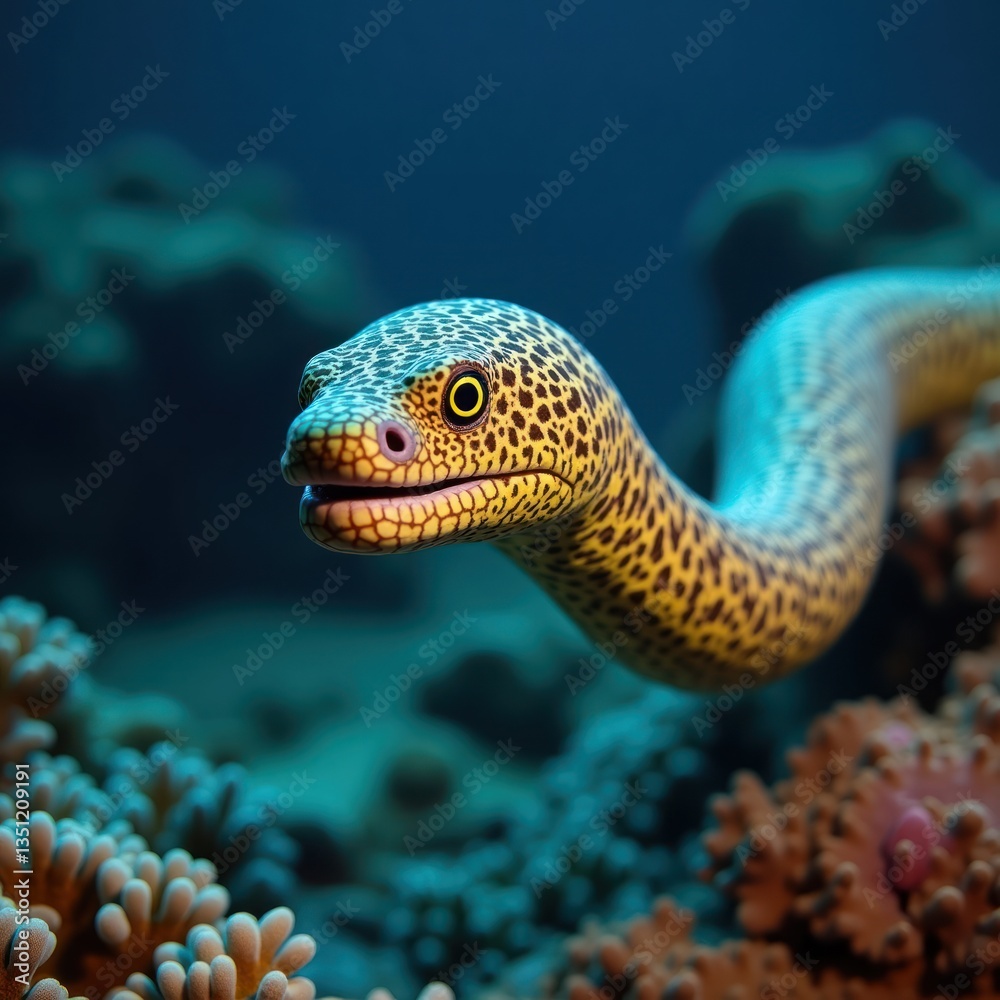 Underwater eel near coral Underwater eel near coral