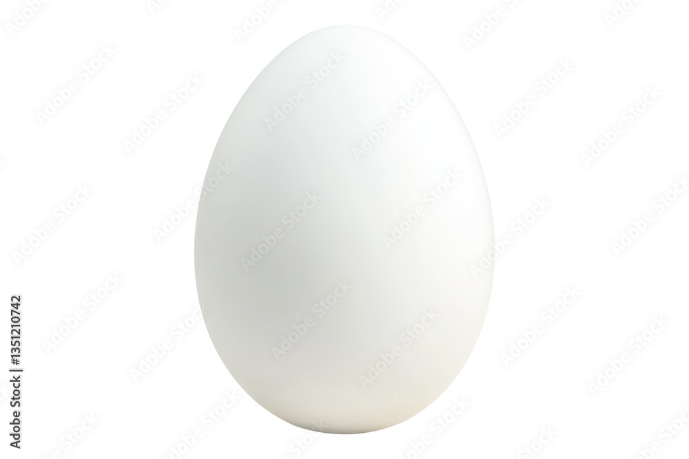 Single white egg with smooth texture isolated on white transparent background. Concept of food, nutrition, and natural ingredients Single white egg with smooth texture isolated on white transparent background. Concept of food, nutrition, and natural ingredients