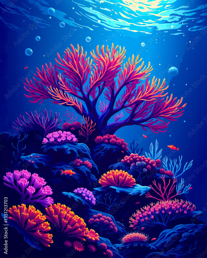 an underwater scene with corals, corals and coral reefs in the ocean an underwater scene with corals, corals and coral reefs in the ocean