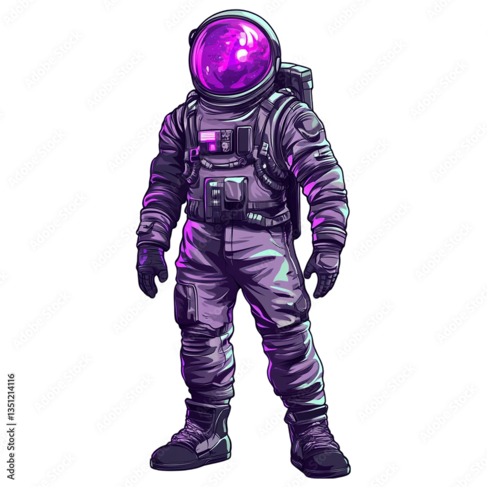 Purple Astronaut in Space Suit Cosmic Exploration Purple Astronaut in Space Suit Cosmic Exploration