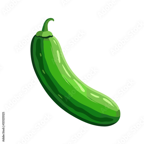 Fresh cucumber illustration, healthy eating concept
