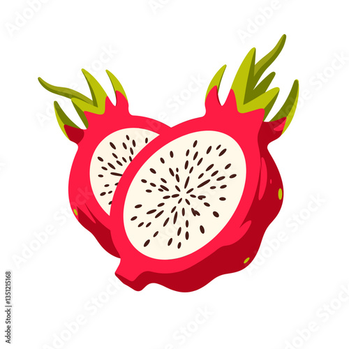 Colorful dragonfruit illustration, tropical concept