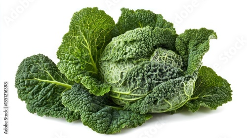 A fresh green cabbage isolated on a white background