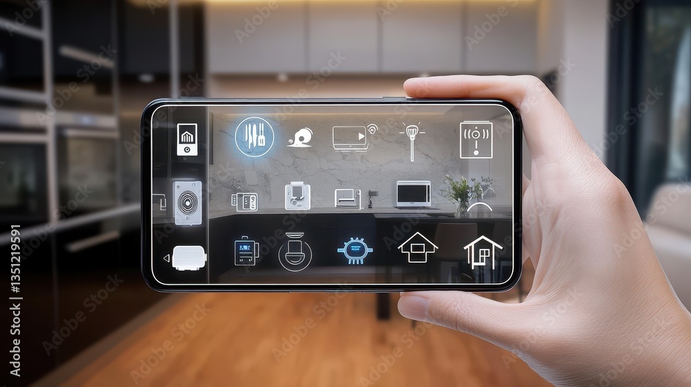 Fototapeta premium Smart Home Control via Smartphone App