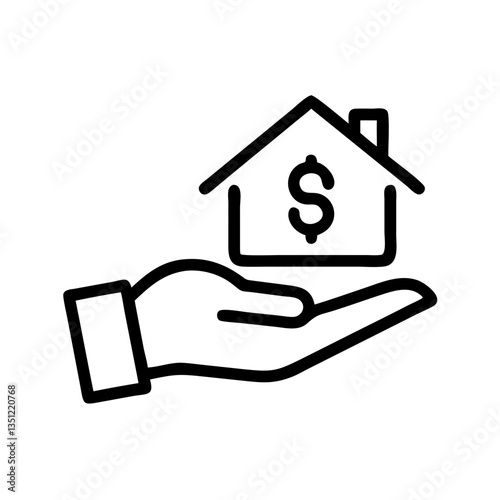 Money for real estate purchase icon on transparent background, real estate purchase concept
