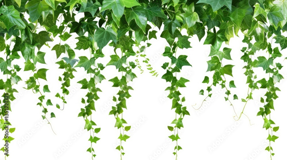 Green Ivy Vines Hanging Against a White Background Green Ivy Vines Hanging Against a White Background